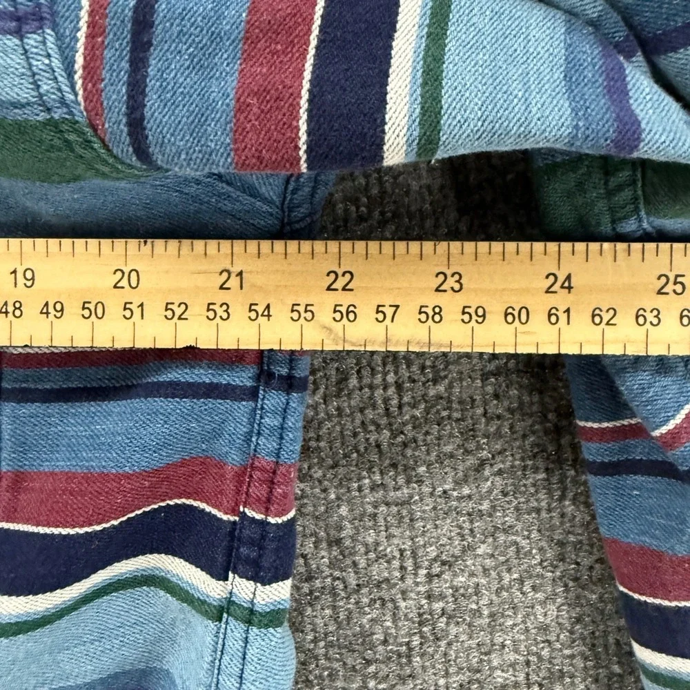 Vintage Knights of Round Table Shirt Mens L Blue Striped Button Up Western Ranch